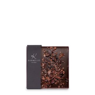 DARK CHOCOLATE DECORATED WITH COCOA BEANS