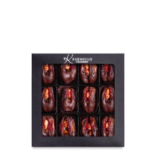 Dates with Almond and Cherry in Chocolate