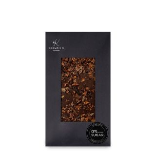 DARK CHOCOLATE WITH NO ADDED SUGARS TOPPED WITH COCOA BEANS